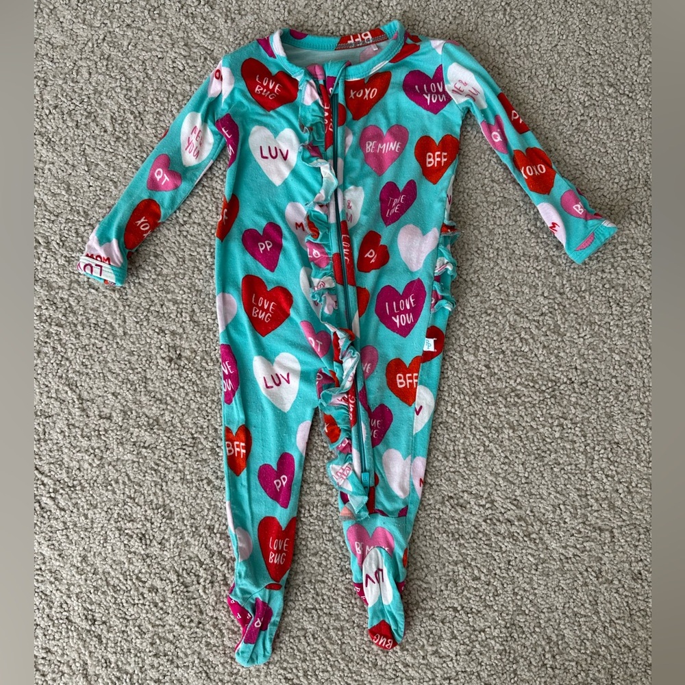 Posh Peanut Valerie Footie Ruffled Zippered One Piece (NB)